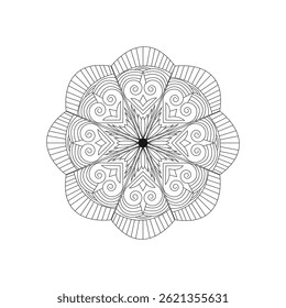 Mandala Zentangle Style Black and White Floral Pattern for Spiritual Art