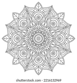 Mandala.Coloring book antistress for children and adults. Illustration isolated on white background.Zen-tangle style. Hand draw