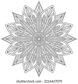 Mandala.Coloring book antistress for children and adults. Illustration isolated on white background.Zen-tangle style. 