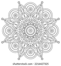 Mandala.Coloring book antistress for children and adults. Illustration isolated on white background.Zen-tangle style. Hand draw