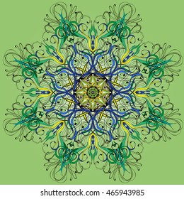 Mandala.field grass.Flower Mandalas. Vintage decorative elements. Oriental pattern, vector illustration. Islam, Arabic, Indian, turkish, pakistan, chinese, ottoman motifs. Yoga, india, arabic.
