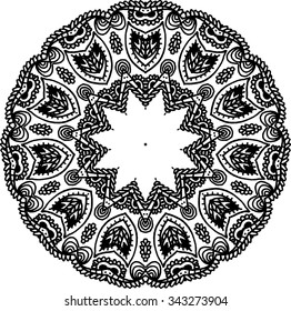 Mandala.Floral ethnic abstract decorative elements. Hand drawn background. Islam, arabic, indian, zentangle, tribal, african, ottoman motifs. Sketch texture for tattoo, poster, print, card or t-shirt.