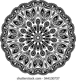 Mandala.Floral ethnic abstract decorative elements. Hand drawn background. Islam, arabic, indian, zentangle, tribal, african, ottoman motifs. Sketch texture for tattoo, poster, print, card or t-shirt.