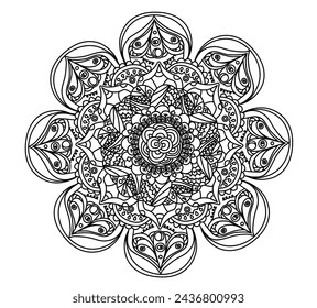 Mandala,flower vector hand-drawing Coloring book pages.	