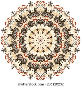 Mandala.Ornamental round lace frame. 