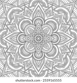 Mandala.Ornament.Coloring book antistress for children and adults. Illustration isolated on white background. Hand draw