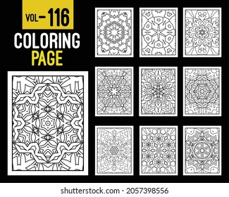 Libro de Colores para Adultos Mandalas. Patrón oriental, ilustración vectorial. Floral, islam, árabe, indio, turco, pakistán, chino, místico, otomano. Colorear la página del libro mandala, kdp Interior