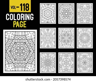 Libro de Colores para Adultos Mandalas. Patrón oriental, ilustración vectorial. Floral, islam, árabe, indio, turco, pakistán, chino, místico, otomano. Colorear la página del libro mandala, kdp Interior