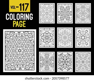 Libro de Colores para Adultos Mandalas. Patrón oriental, ilustración vectorial. Floral, islam, árabe, indio, turco, pakistán, chino, místico, otomano. Colorear la página del libro mandala, kdp Interior