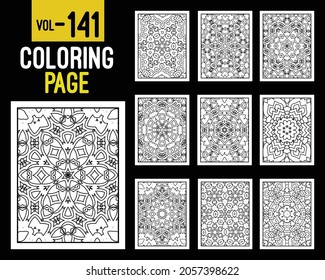 Libro de Colores para Adultos Mandalas. Patrón oriental, ilustración vectorial. Floral, islam, árabe, indio, turco, pakistán, chino, místico, otomano. Colorear la página del libro mandala, kdp Interior