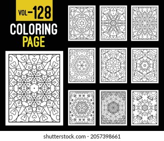 Libro de Colores para Adultos Mandalas. Patrón oriental, ilustración vectorial. Floral, islam, árabe, indio, turco, pakistán, chino, místico, otomano. Colorear la página del libro mandala, kdp Interior