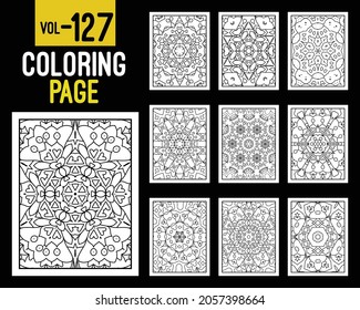 Libro de Colores para Adultos Mandalas. Patrón oriental, ilustración vectorial. Floral, islam, árabe, indio, turco, pakistán, chino, místico, otomano. Colorear la página del libro mandala, kdp Interior