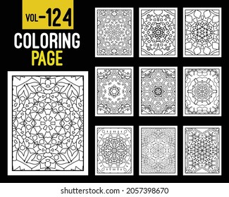 Libro de Colores para Adultos Mandalas. Patrón oriental, ilustración vectorial. Floral, islam, árabe, indio, turco, pakistán, chino, místico, otomano. Colorear la página del libro mandala, kdp Interior