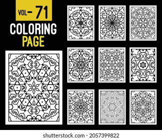 Libro de Colores para Adultos Mandalas. Patrón oriental, ilustración vectorial. Motivos islámicos, árabes, indios, turcos, pakistán, chinos, místicos, otomanos. Colorear la página del libro mandala, kdp Interior