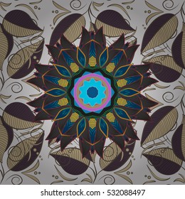 Mandalas background. Beige, brown. Mandala. Vector illustration.