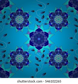 Mandalas background. Blue. Mandalas. Petals. Vector illustration. Radial gradient shape.