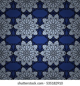 Mandalas background. Blue. White. Winter. Vector illustration.