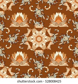 Mandalas background. Brown, beige. Lotus. Vector illustration.