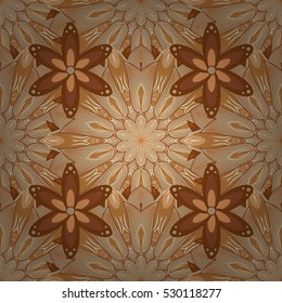 Mandalas background. Brown, beige, orange. Petals. Vector illustration.