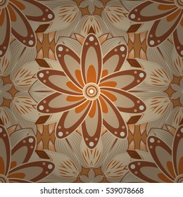 Mandalas background. Brown, beige. Petals. Vector illustration.