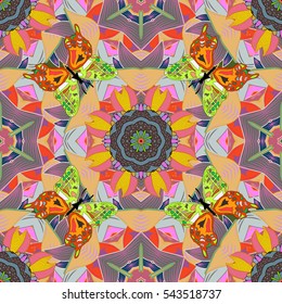 Mandalas background. Colorful. Doodles. Vector illustration texture.