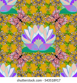 Mandalas background. Colorful. Doodles. Vector illustration texture. Lotus.