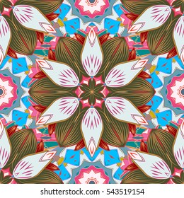 Mandalas background. Colorful. Doodles. Vector illustration texture.