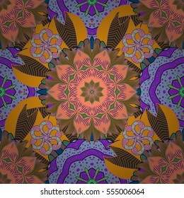 Mandalas background. Colorful. Doodles. Vector illustration texture. Radial gradient shape.