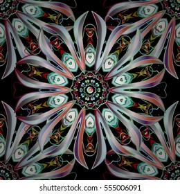 Mandalas background. Colorful. Doodles. Vector illustration texture. Radial gradient shape.