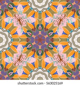 Mandalas background. Colorful elements. Vector illustration texture.
