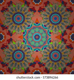 Mandalas background. Colorful elements. Vector illustration texture. Radial gradient shadow.