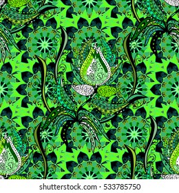 Mandalas background. Green. Flowers. Vector illustration.