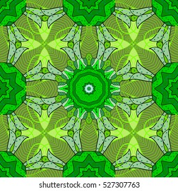 Mandalas background. Green, yellow. Petal. Vector illustration.