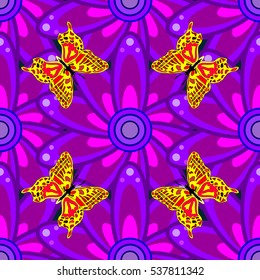 Mandalas background. Lilac, pink, orange. Petal flowers. Vector illustration.