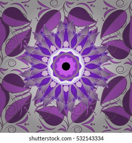 Mandalas background. Pink, lilac, violet, white. Petal, leaves. Vector illustration.