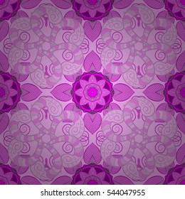Mandalas background. Pink, violet. Petals. Radial gradient shape. Vector illustration.