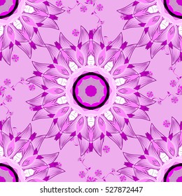 Mandalas background. Ppink, white. Ray. Vector illustration.