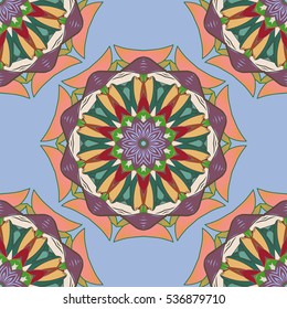 Mandalas background. Red, blue, white. Petal. Vector illustration.