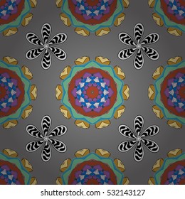 Mandalas background. Red, gray, green. Vector illustration.