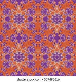 Mandalas background. Red, lilac, brown. Vector illustration.