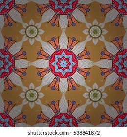 Mandalas background. Red, pink, beige. Petal. Vector illustration.