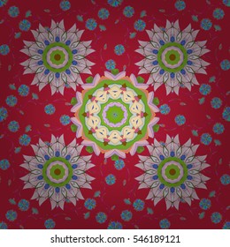 Mandalas background. Red, pink, blue. Vector illustration. Radial gradient shape.