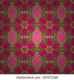 Mandalas background. Red, pink, green. Petal. Radial gradient shape. Vector illustration.