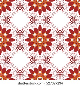 Mandalas background. Red, pink, white. Stripe. Vector illustration.