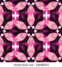 Mandalas background. Red, pink, white. Stripe. Vector illustration.