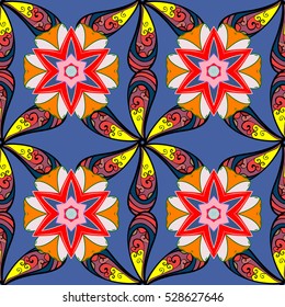 Mandalas background. Red, pink, white. Stripe. Petal flowers. Vector illustration.