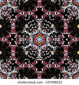 Mandalas background. Red, pink, white. Black. Vector illustration.