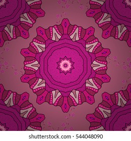 Mandalas background. Red, pink, white. Stripe. Vector illustration. Radial gradient shape.