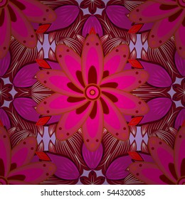 Mandalas background. Red, pink, white. Petals. Vector illustration. Radial gradient shape.