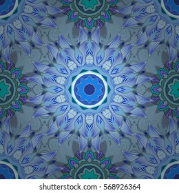 Mandalas background. Vector illustration texture. Colorful elements. Snowflake, Christmas, New Year. Radial gradient shape.